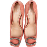 Gucci Pink Suede Leather  Dionysus Crystal-Embellished Pumps (37)