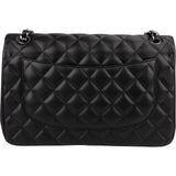 Chanel Quilted Lambskin Palladium Jumbo Double Flap Crossbody Bag