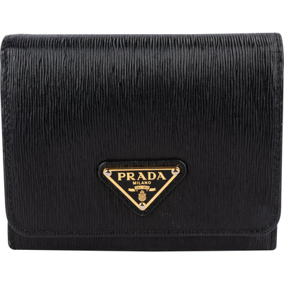 Prada Vitello Move Leather Small Trifold Wallet