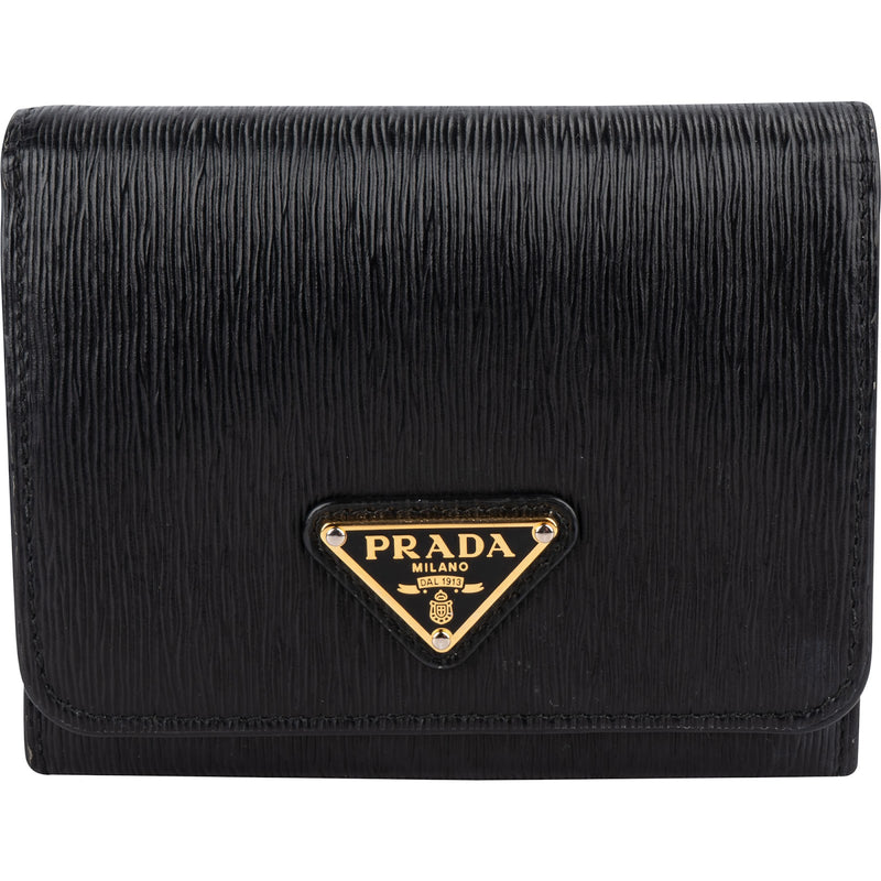 Prada Vitello Move Leather Small Trifold Wallet