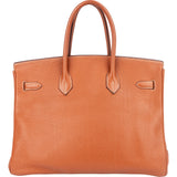 Hermès Brun Fjord Leather Birkin 35 Handbag xx leder - vintageandkickz