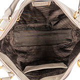Prada Taupe Vitello Daino Leather Hobo Handbag