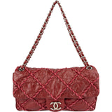 Chanel Crinkled Lambskin Woven Stitch Single Flap Shoulder Bag