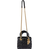Christian Dior Crinkled Quilted Lambskin Lady Dior Handbag