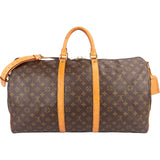 Louis Vuitton Monogram Canvas Keepall 55 Bandoulière Travel Bag
