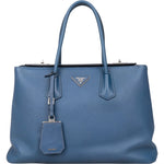 Prada Saffiano Leather Galleria Turnlock Double Handbag - vintageandkickz