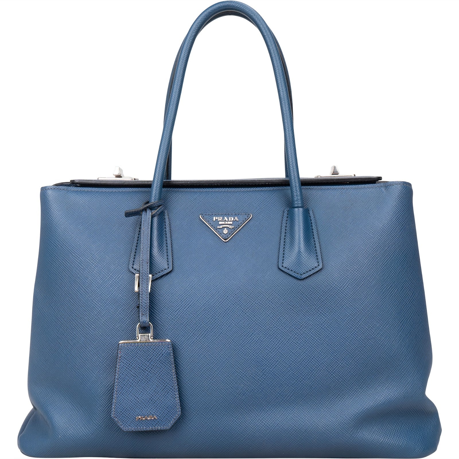 Prada Saffiano Leather Galleria Turnlock Double Handbag - vintageandkickz