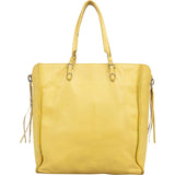 Balenciaga Yellow Leather Paper Bag Side Zip Tote Handbag