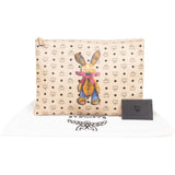 MCM Monogram Visetos Zoo Rabbit Print Zip Clutch