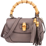 Gucci Lilac Pebbled Leather New Bamboo Top Handle Handbag