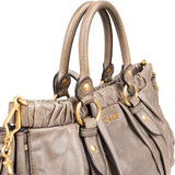 Miu Miu Vitello Lux Gathered Satchel Handbag