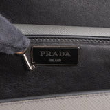 Prada Grey Saffiano Leather Lock Crossbody Bag