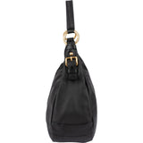 Prada Black Calfskin Leather Hobo Shoulder Bag