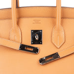 Hermès Fjord Leather Birkin 35 Handbag Beige Brown Palladium Hardware - vintageandkickz