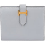 Hermès Blue Epsom Leather H Béarn Compact Wallet