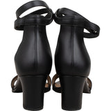Hermès Black Calfskin Kelly Lock Nuba 50 Block Heel Manege Sandals (40)