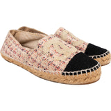 Chanel Multicolor Black Tweed CC Espadrilles Shoes (38)