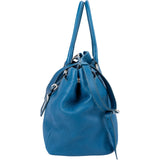 Prada Blue Vitello Daino Leather Tote Shoulder Bag