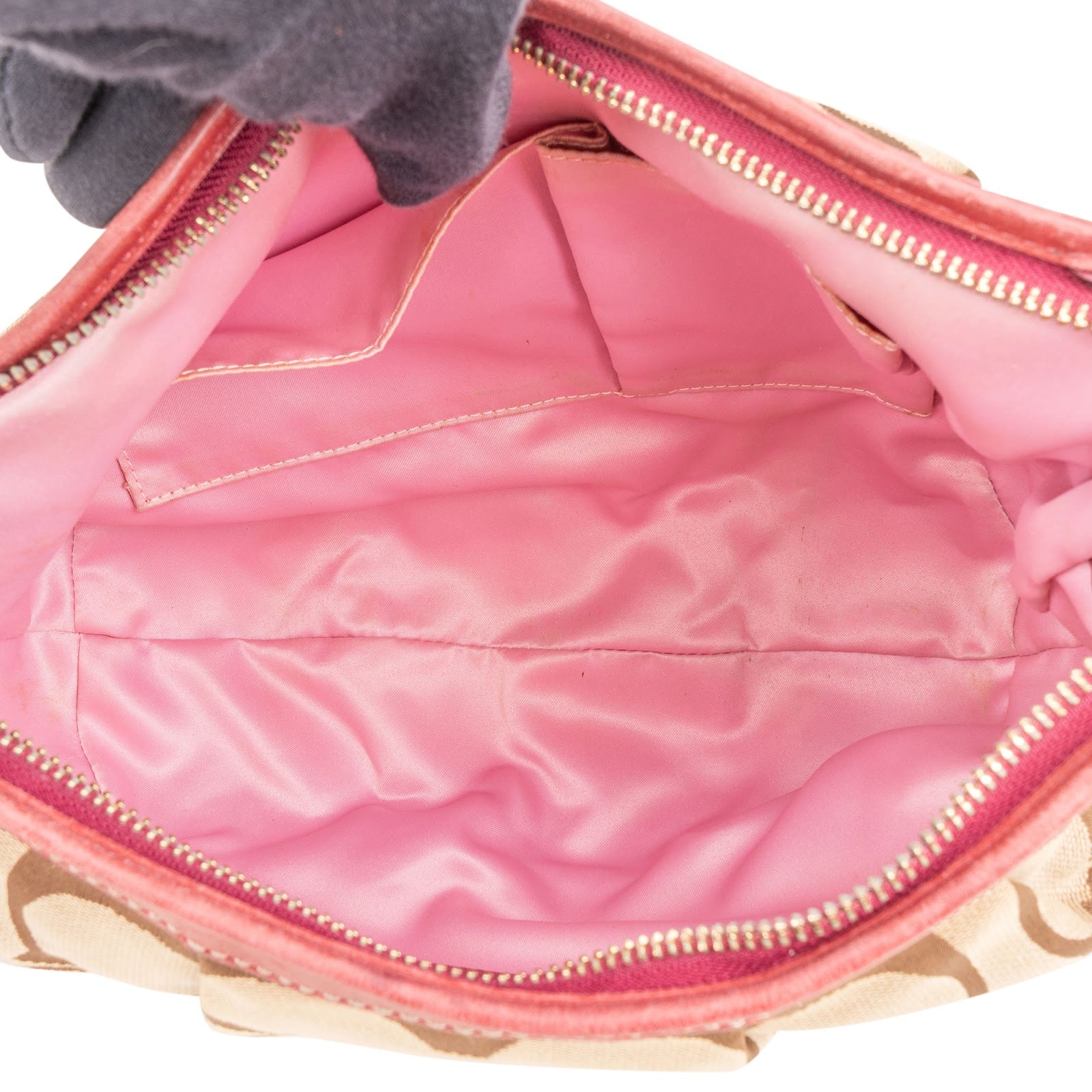 [🔄️B07 / F41] Coach Monogram Signature Canvas Pleated Hobo Shoulder Bag - vintageandkickz