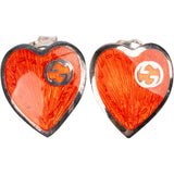 Gucci Ag 925 Silver Enamel Heart Interlocking G Earrings