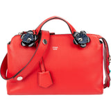Fendi Red Leather By The Way Small Flowerland Shoulder Handbag