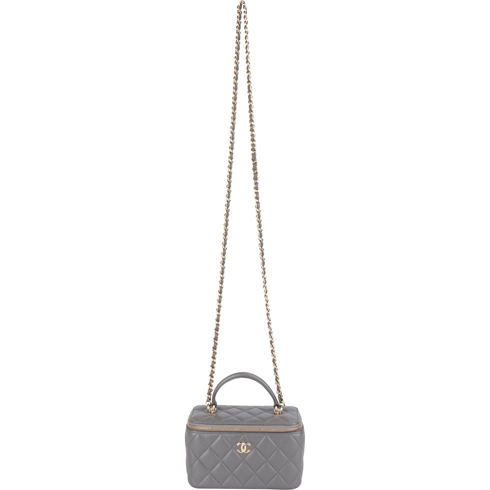 Chanel Quilted Lambskin Top Handle Vanity Case Crossbody Bag - vintageandkickz
