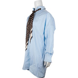 Louis Vuitton Monogram Tie Light Blue Longsleeve Blouse Shirt Baggy Dress (FR36)