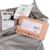 Miu Miu Grey Ribbed-Knit Cotton Emblem Sleeveless Top Dress (M-L)