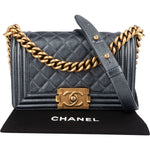 Chanel Metallic Quilted Leather Boy Single Flap Crossbody Bag - vintageandkickz