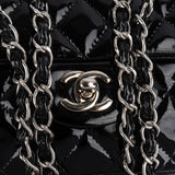 Chanel Quilted Patent Leather East West Single Flap Shoulder Bag