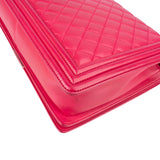 Chanel Pink Quilted Lambskin Large Boy Crossbody Bag