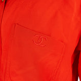 Chanel Red Silk CC Emblem Button-Down Blouse Longsleeve Shirt (D38 / FR40)