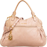 Miu Miu Pink Vitello Lux Leaher Satchel Lock Handbag