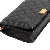 Chanel Quilted Caviar Leather Boy Wallet On Chain Crossbody Bag
