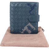 Bottega Veneta Blue Stitched Intrecciato Leather Wallet