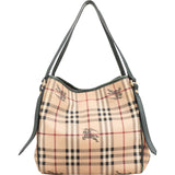 Burberry Haymarket Check Coated Canvas Equestrian Knight Hobo Shoulder Bag