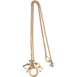 Christian Dior Emblem Letters Crystal Charm Necklace