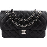 Chanel Quilted Lambskin Palladium Medium Double Flap Shoulder Bag