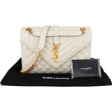 Saint Laurent Quilted Grain de Poudre Leather Small Envelope Crossbody Bag