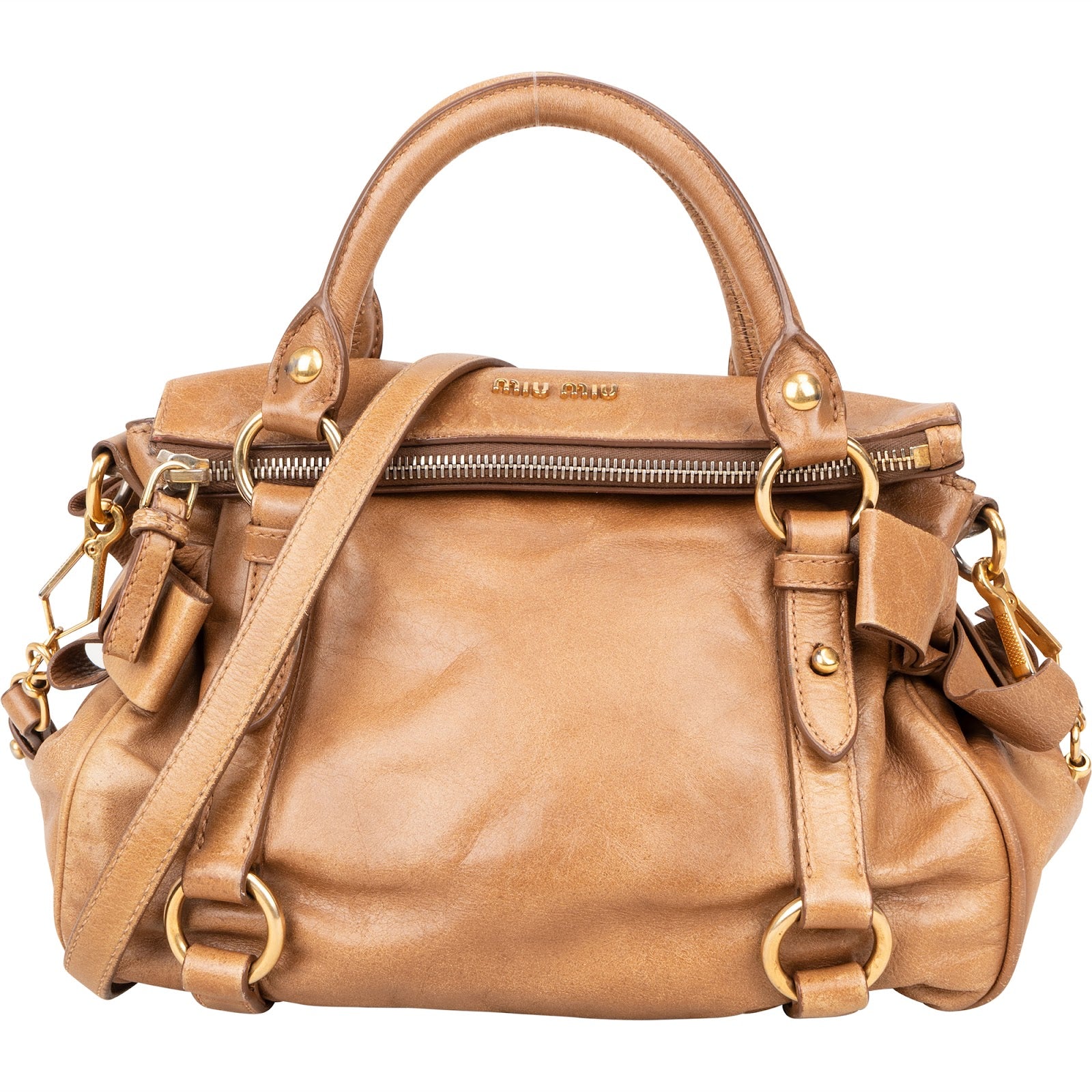 Miu Miu Vitello Lux Bow Bag Handbag - vintageandkickz