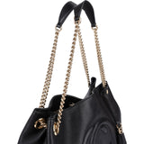 Gucci Black Leather Soho Chain Tote Crossbody Bag