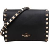 Valentino Garavani Black Leather Rockstud Flap Crossbody Bag