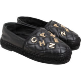 Chanel Quilted Lambskin Letter Emblem Espadrilles (36)
