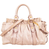 Miu Miu Vitello Lux Leather Drawstring Satchel Handbag