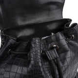 Gucci Crocodile-Embossed Leather Web Stripe Backpack