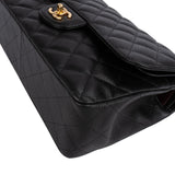 Chanel Quilted Caviar Leather Jumbo Double Flap Shoulder Bag