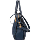 Chloé Blue Grained Leather Marcie Shoulder Bag