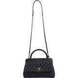 Chanel Quilted Caviar Leather Palladium Coco Handle Single Flap Handbag