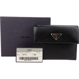 Prada Black Saffiano Leather Triangle Emblem Wallet