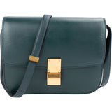 Celine Dark Green Boxcalf Classic Box Medium Crossbody Bag